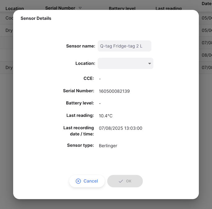 Import fridge tag: sensor detail