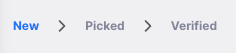 Prescription status bar showing New and Picked statuses highlighted in blue as passed