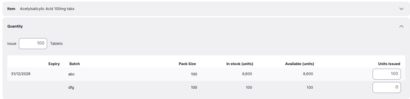 Quantity Section