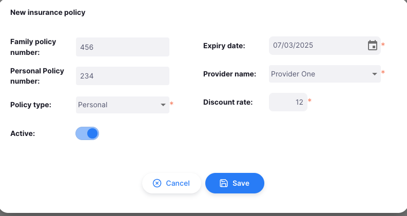 Insurance Filled Modal