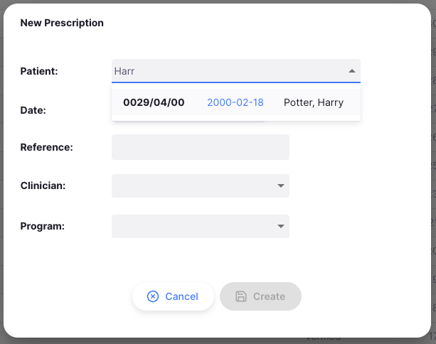 New Prescription Window