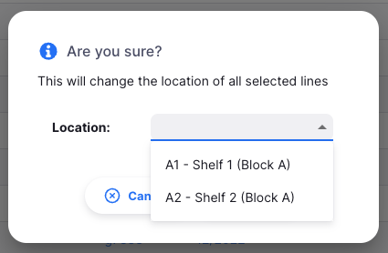 Stocktake change location