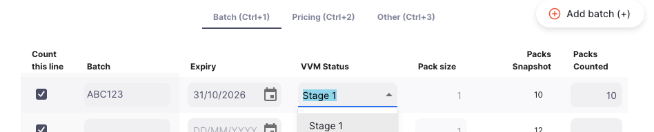 Stocktake VVM status