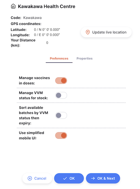 Store preferences
