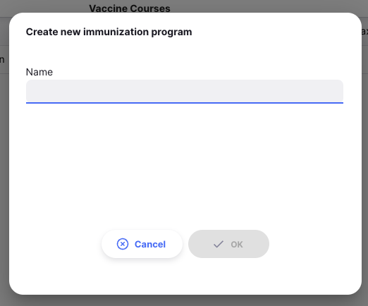 immunizations: new program modal