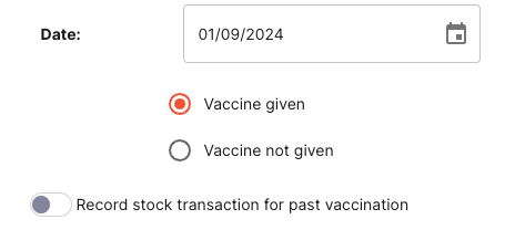 Vaccination Modal - given historic