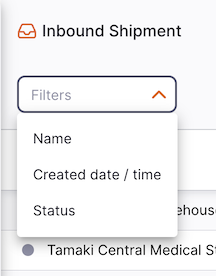 Inbound Shipments filter