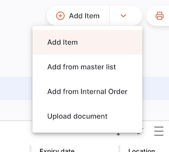 Add from internal order