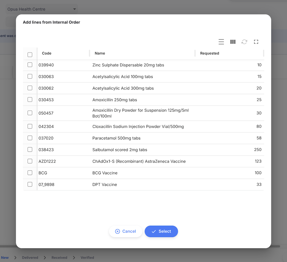 Add lines from internal order
