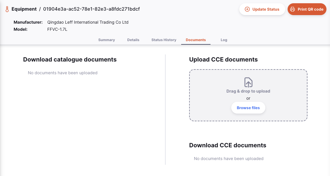 Asset documents tab