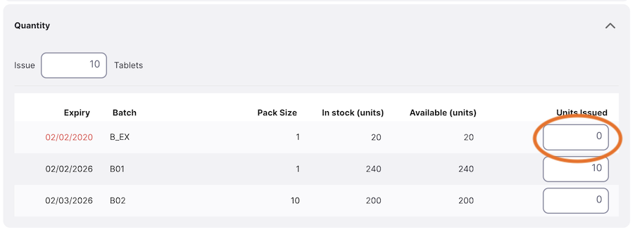 Manual allocation at the batch number level- step 1