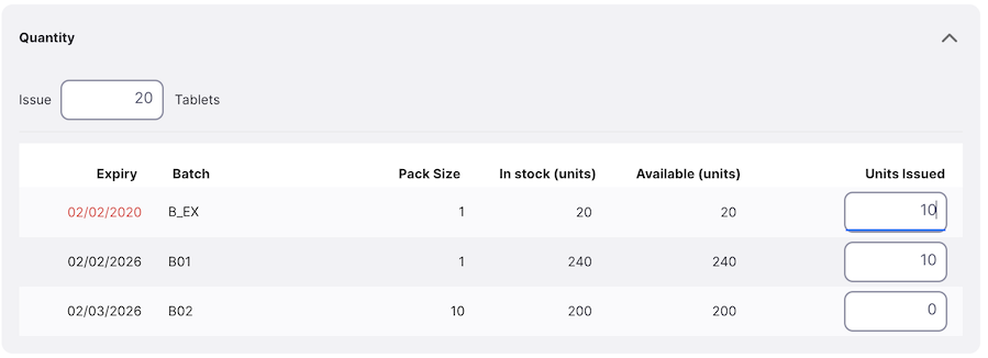 Manual allocation at the batch number level- step 1