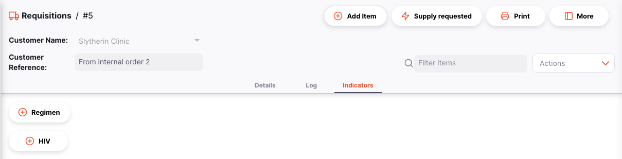 Indicators tab