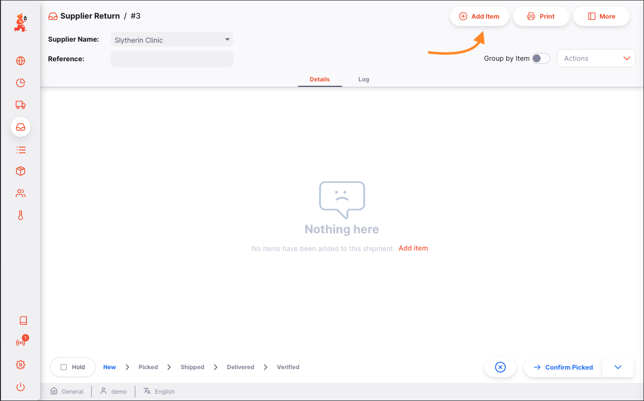 Add Item button