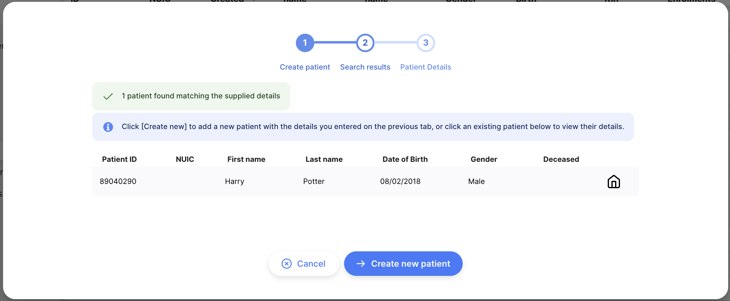 Nouveau patient