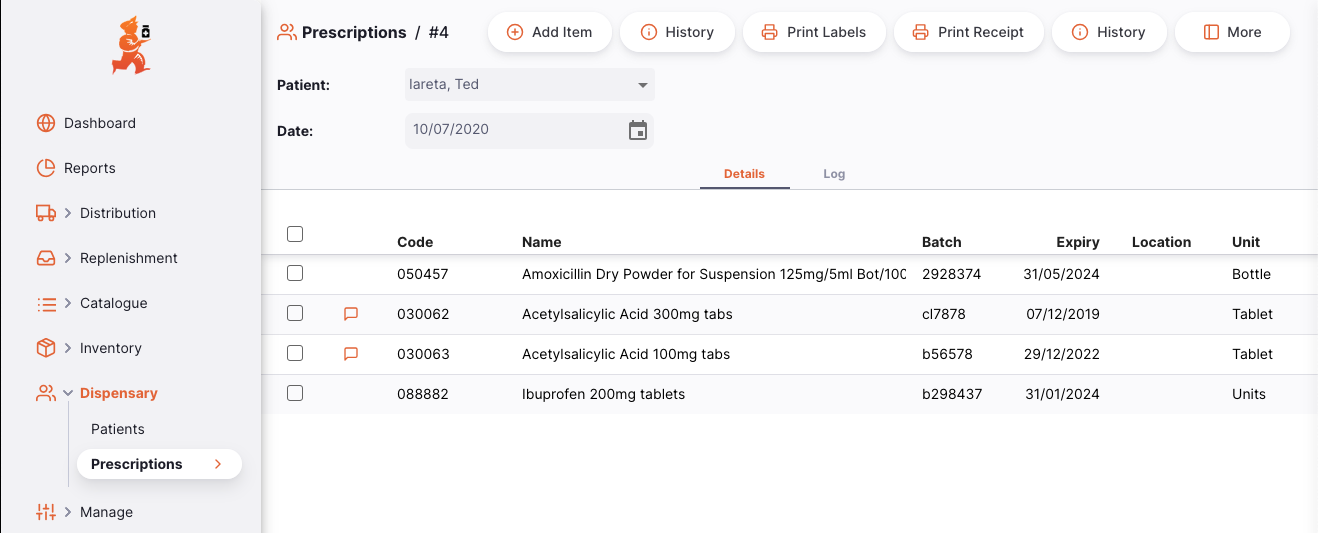 Prescription imprimer toutes les étiquettes