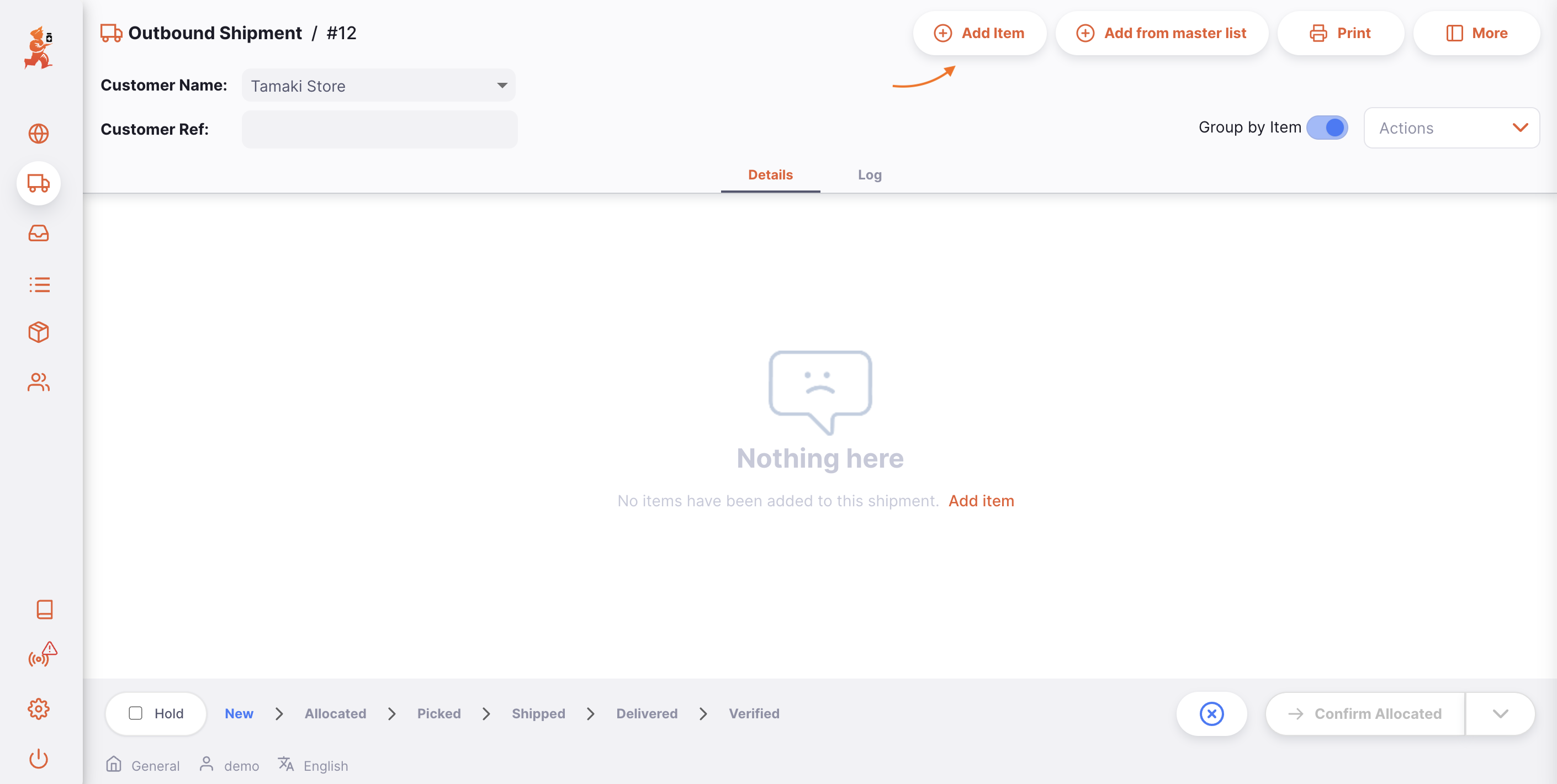 Add Item button