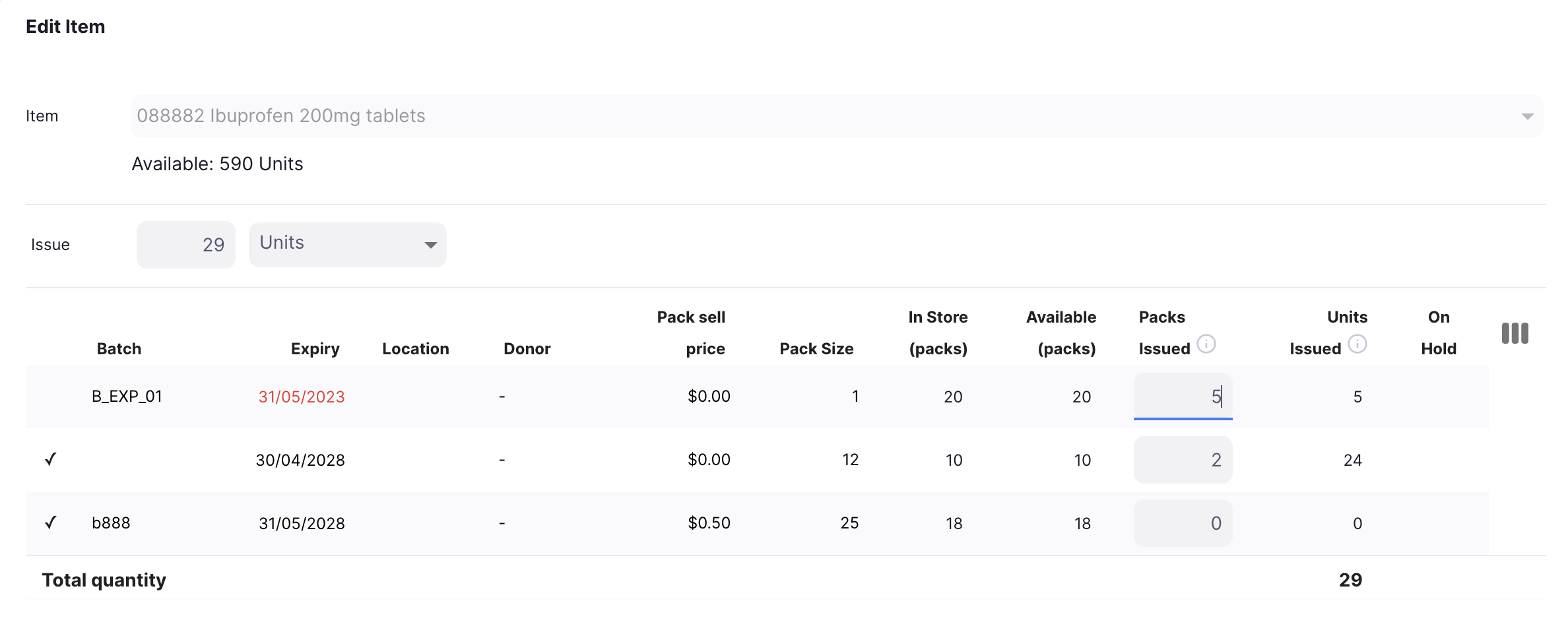 Affectation manuelle d'un lot dans un envoi sortant