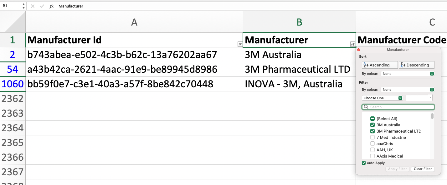 Manufacturer Search