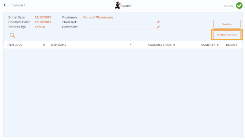 Custom invoices button on Navigator