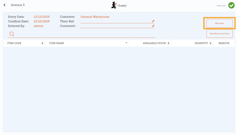 Custom invoices button on Navigator