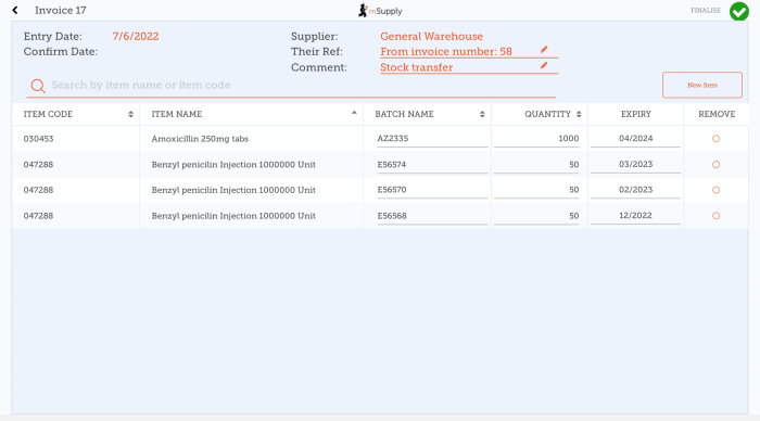 Custom invoices button on Navigator