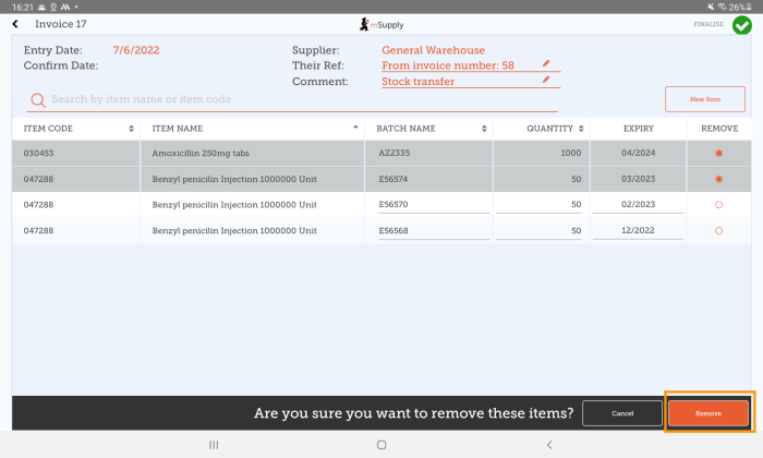 Custom invoices button on Navigator