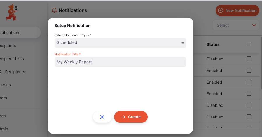 Creating a new scheduled notification